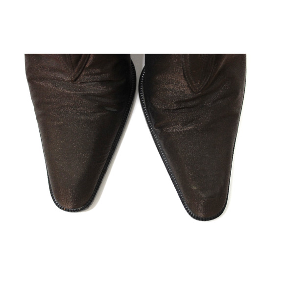 Sergio Rossi US 9 EU 39.5 Women's Brown Metallic Ankle Boots Booties Pointy - Picture 5 of 11